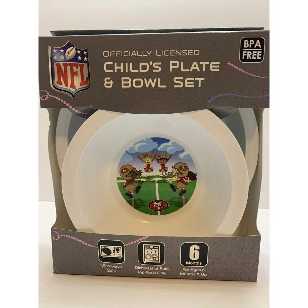 NFL San Francisco 49ers Child's Plate And Bowl Set NFL kids‎ Officially Licensed